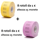MIX ROTOLI - 8 DA 1 EURO + 8 DA 2 EURO - Confezione da 16 rotoli