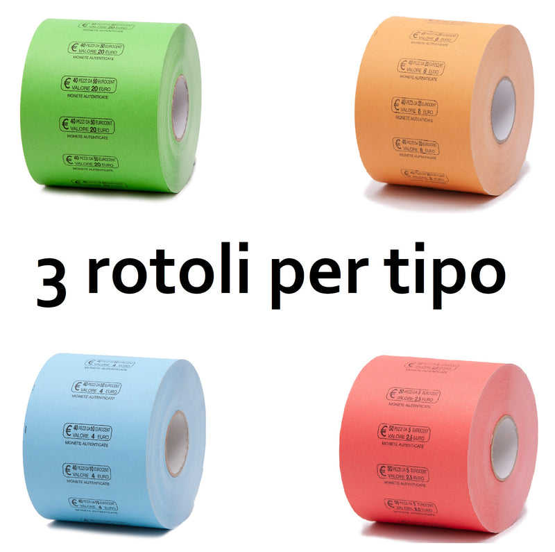 MIX ROTOLI - 3 da 50 cent, 3 da 20 cent, 3 da 10 cent, 3 da 5 cent - Confezione da 12 rotoli